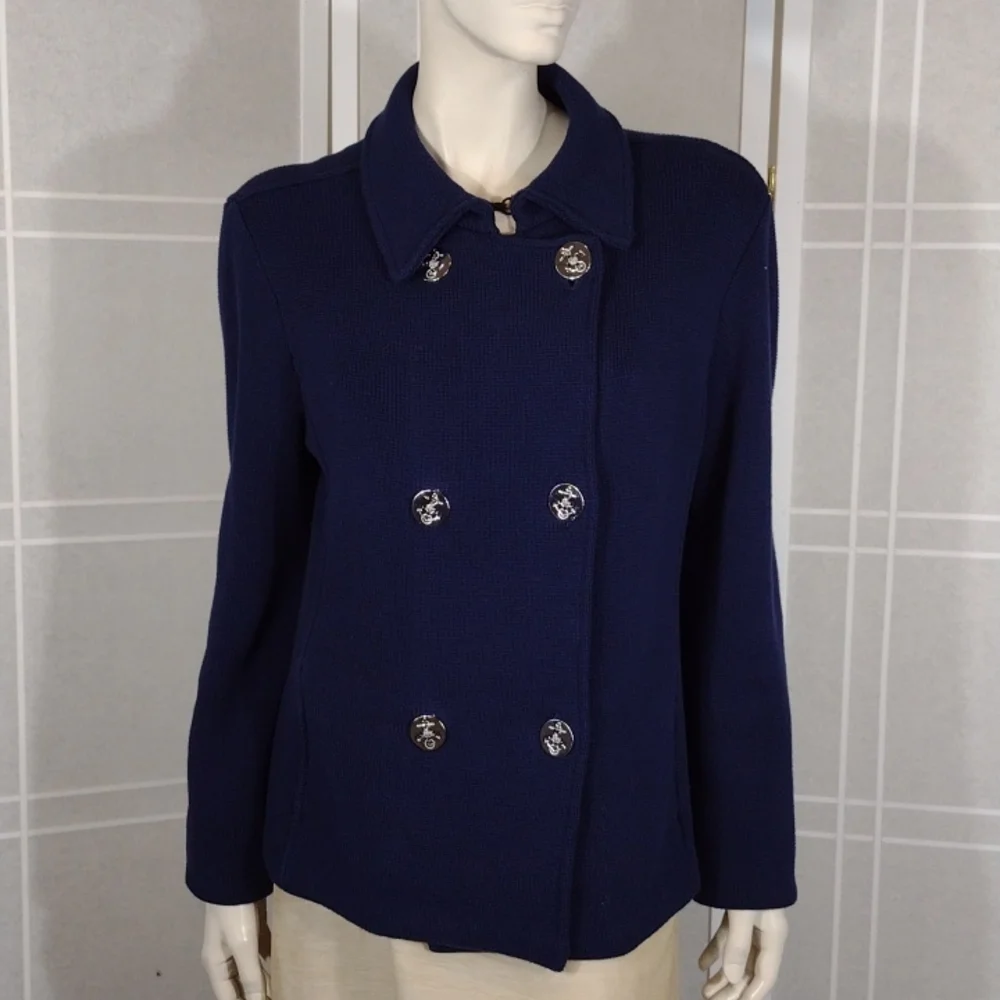 Ralph Lauren knit cotton double-breasted jacket L - Picture 1 of 5